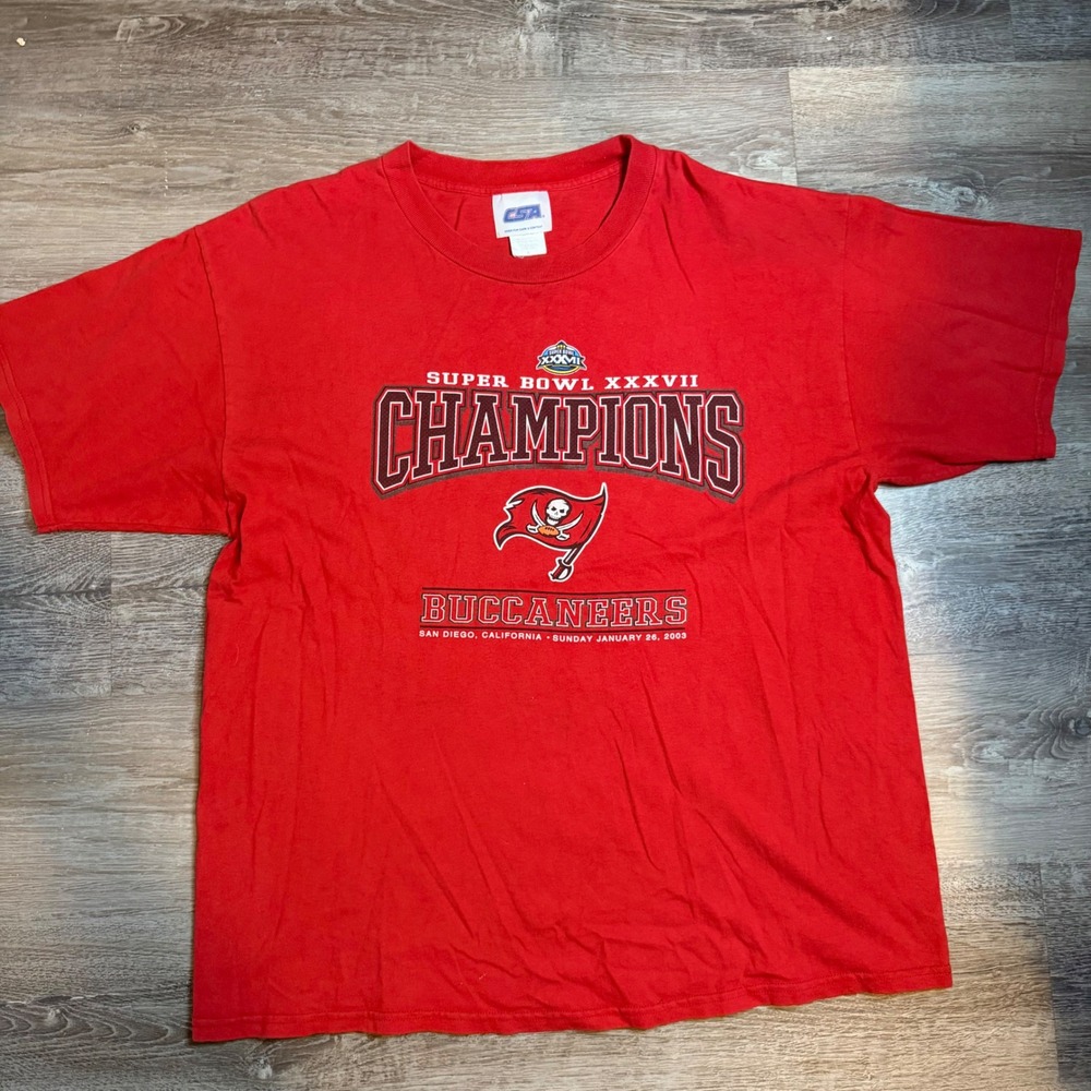 Vintage CSA Tampa Bay Buccaneers Super Bowl XXXVII Champions T-Shirt Red XL 2003